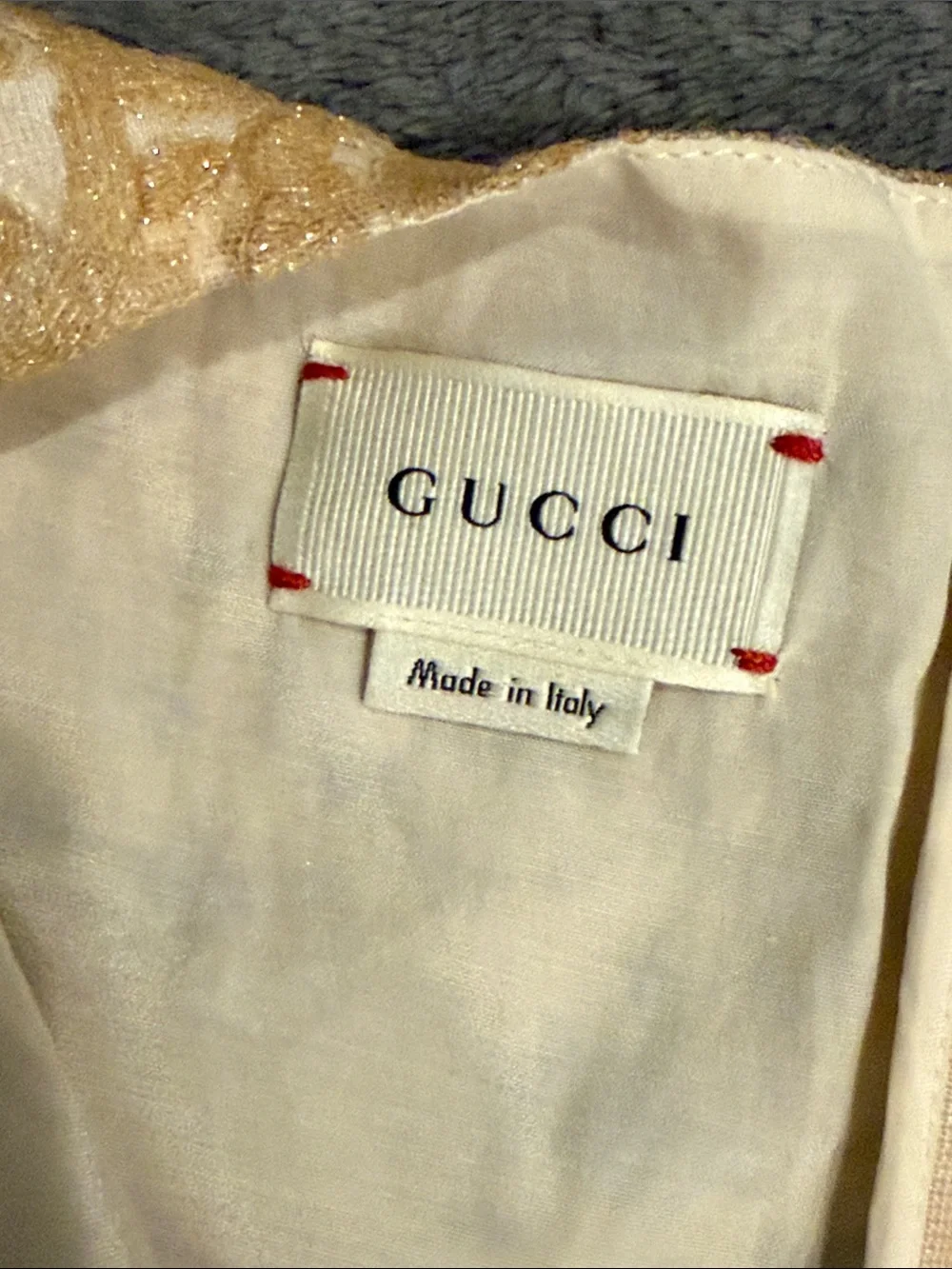 Gucci Girls' Gold Lace Shift Dress